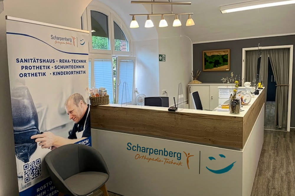 Der Empfangsbereich in unserem Sanitätshaus in Stralsund.
